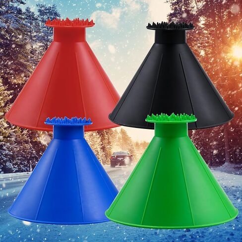 كاشطات ثلج سحرية للزجاج الأمامي للسيارة، مكشطة ثلج مستديرة مع قمع، هدية لعيد الميلاد، ملحقات الشتاء للسيارة، مكشطة نافذة السيارة للثلج والثلج (4 ألوان) in Kuwait