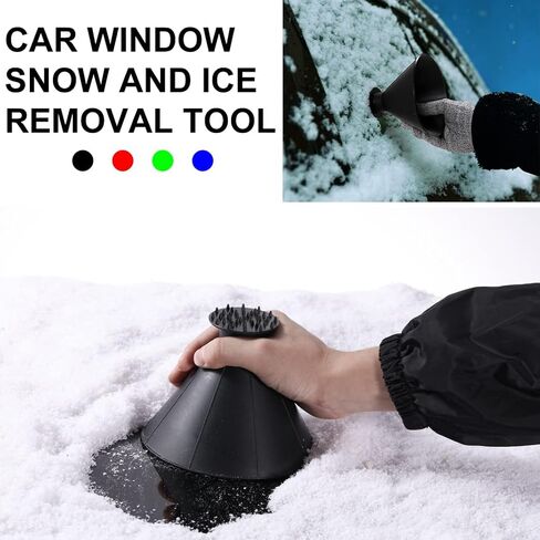 كاشطات ثلج سحرية للزجاج الأمامي للسيارة، مكشطة ثلج مستديرة مع قمع، هدية لعيد الميلاد، ملحقات الشتاء للسيارة، مكشطة نافذة السيارة للثلج والثلج (4 ألوان) in Kuwait