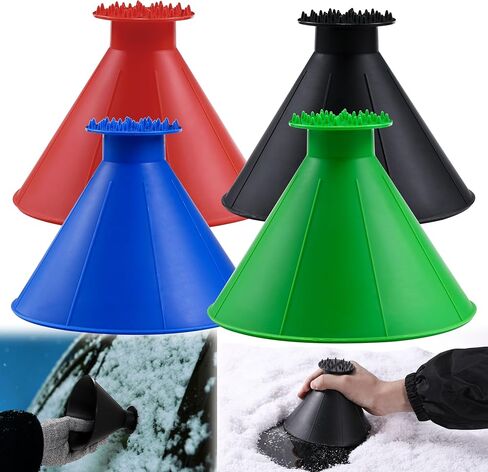 كاشطات ثلج سحرية للزجاج الأمامي للسيارة، مكشطة ثلج مستديرة مع قمع، هدية لعيد الميلاد، ملحقات الشتاء للسيارة، مكشطة نافذة السيارة للثلج والثلج (4 ألوان) in Kuwait