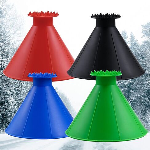 كاشطات ثلج سحرية للزجاج الأمامي للسيارة، مكشطة ثلج مستديرة مع قمع، هدية لعيد الميلاد، ملحقات الشتاء للسيارة، مكشطة نافذة السيارة للثلج والثلج (4 ألوان) in Kuwait