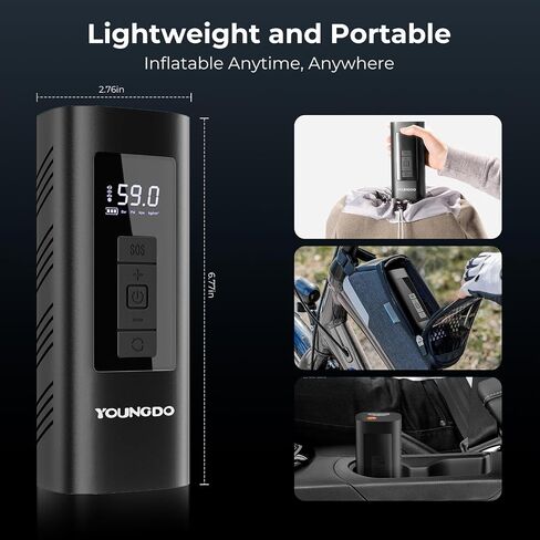YOUNGDO Tire Inflator Portable Air Compressor Air Pump for Car Tires with 150 PSI,One Click Smart Pump Tire Inflator with Emergency Light for Car, Motorcycle, Bicycle and Ball in Saudi Arabia
