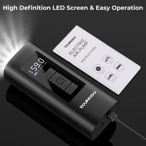 YOUNGDO Tire Inflator Portable Air Compressor Air Pump for Car Tires with 150 PSI,One Click Smart Pump Tire Inflator with Emergency Light for Car, Motorcycle, Bicycle and Ball in Saudi Arabia