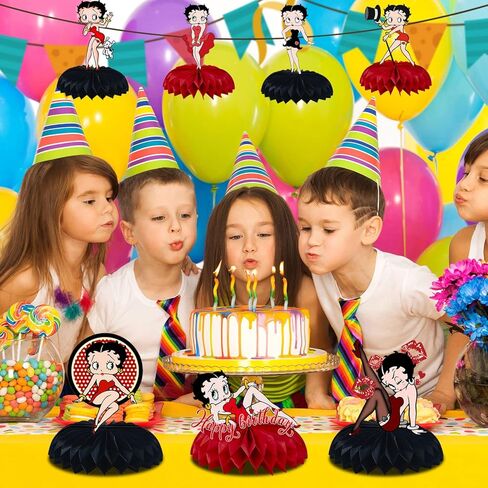 Betty Birthday Party Decorations, 7Pcs Betty Theme Party Centerpieces, Photo Booth Props, Cake Toppers, Betty Party Supplies for Girls and Boys, Fans in Kuwait
