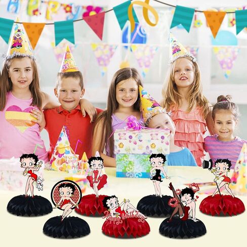 Betty Birthday Party Decorations, 7Pcs Betty Theme Party Centerpieces, Photo Booth Props, Cake Toppers, Betty Party Supplies for Girls and Boys, Fans in Kuwait