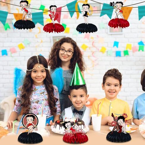 Betty Birthday Party Decorations, 7Pcs Betty Theme Party Centerpieces, Photo Booth Props, Cake Toppers, Betty Party Supplies for Girls and Boys, Fans in Kuwait