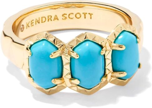 Kendra Scott Womens Daphne Band Ring Gold Variegated Turquoise Magnesite 6 in Saudi Arabia