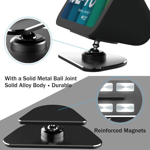 Adjustable Metal Stand for Echo Show 5 (3rd Gen), Smart Display Holder Tilt + Swivel Stand with Magnetic, Anti-Slip Base Compatible with iPhone 13/14 & Show 5 (Silver) in Saudi Arabia