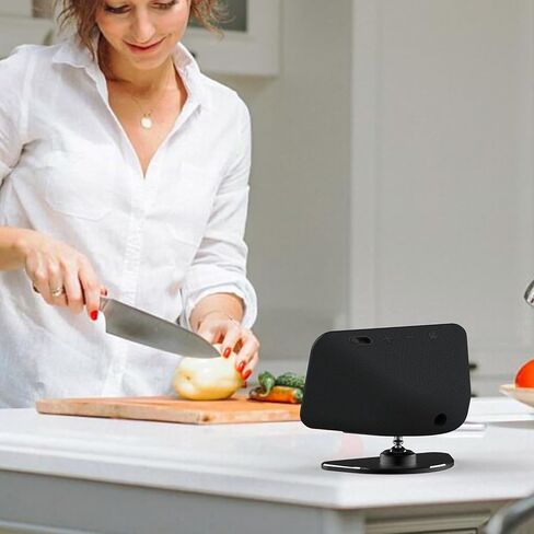 Adjustable Metal Stand for Echo Show 5 (3rd Gen), Smart Display Holder Tilt + Swivel Stand with Magnetic, Anti-Slip Base Compatible with iPhone 13/14 & Show 5 (Silver) in Saudi Arabia