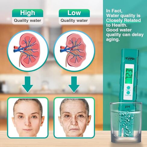 مقياس درجة الحموضة الرقمي، 0.01 مقياس درجة الحموضة عالي الدقة، مجموعة 4 في 1 مع درجة حرارة TDS PH EC، نطاق قياس 0-14 درجة الحموضة، جهاز اختبار جودة المياه للزراعة المائية، وأحواض السمك، ومياه الشرب، وحمام السباحة in Kuwait
