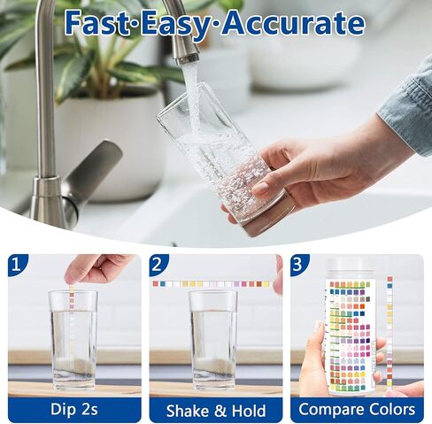 مجموعات اختبار مياه الشرب للبئر: مجموعة اختبار المياه 16 في 1 لاختبار جودة مياه الآبار المنزلية - عدد 100 شريط اختبار للمياه، اختبار سهل لصلابة الرصاص، ودرجة الحموضة، والفلورايد والمزيد in Kuwait