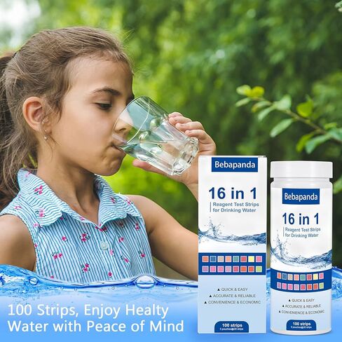 مجموعات اختبار مياه الشرب للبئر: مجموعة اختبار المياه 16 في 1 لاختبار جودة مياه الآبار المنزلية - عدد 100 شريط اختبار للمياه، اختبار سهل لصلابة الرصاص، ودرجة الحموضة، والفلورايد والمزيد in Kuwait