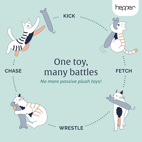 لعبة Hepper Plush Mouse Kicker - لعبة القطط التفاعلية مع الجرس - ألعاب قطط متينة للركل والمصارعة - لعبة قطط كبيرة للقطط الداخلية مليئة بالنعناع البري - هدايا مثالية للحيوانات الأليفة للقطط in Kuwait