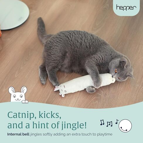 لعبة Hepper Plush Mouse Kicker - لعبة القطط التفاعلية مع الجرس - ألعاب قطط متينة للركل والمصارعة - لعبة قطط كبيرة للقطط الداخلية مليئة بالنعناع البري - هدايا مثالية للحيوانات الأليفة للقطط in Kuwait