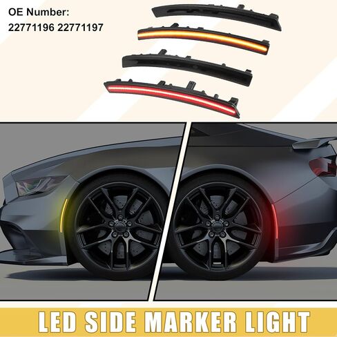 LED الجانب ماركر ضوء 22771196 الجبهة الخلفية بدوره أضواء الإشارة الحاجز مصابيح Sidemarker لشفروليه كورفيت C7 عدسة سوداء العنبر الأحمر LED ضوء 2 زوج in Saudi Arabia