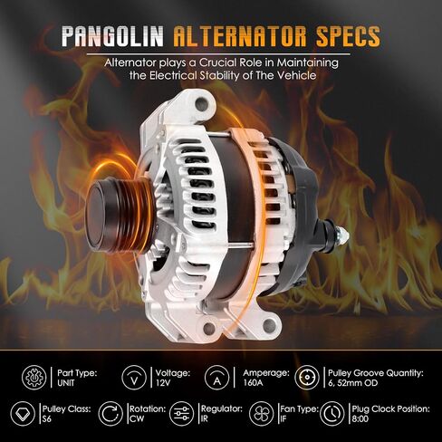 مولد PANGOLIN 11572 160 أمبير متوافق مع Chry-sler 300 3.6L 2011-15، لشاحن دودج تشالنجر دورانجو 3.6L 2011-15، لسيارة جيب جراند شيروكي 3.6L 2011-15، استبدل OE 421000-0750 in Saudi Arabia