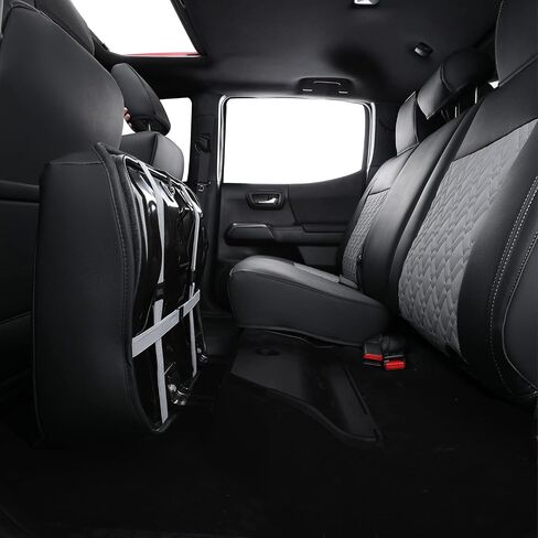 أغطية مقاعد LUCKYMAN CLUB Tacoma، تناسب 2005-2015 Tacoma Crew Double Access Cab V6 PreRunner Base TRD X-Runner مع جلد صناعي مقاوم للماء (الزوج الأمامي 2005-2015، أسود 2 قطعة) in Kuwait