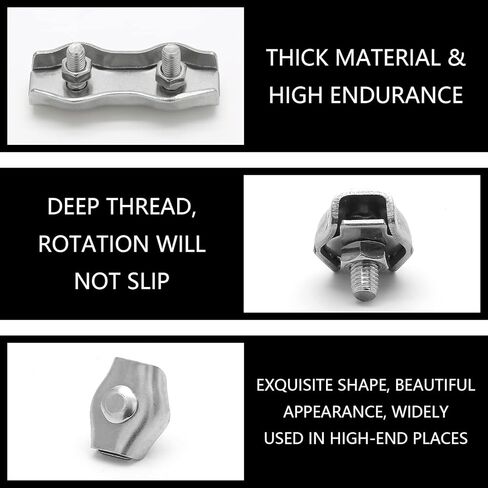 10 قطعة M5 سلك حبل مشبك كابل 304 الفولاذ المقاوم للصدأ دوبلكس الترباس سلك حبل كليب ل 5/16 "قطر سلك كابل in Kuwait