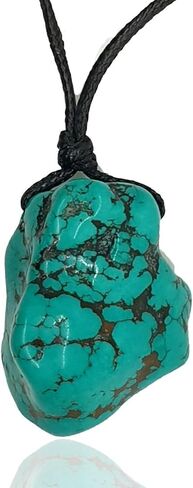 BARBARI Jewelry Raw Turquoise Crystal Necklace | Handmade Gift for Him and Her+ Free Gift Wrap+ Free Gift ! High Quality Rock Healing Gemstone Pendant for Men and Women in Kuwait