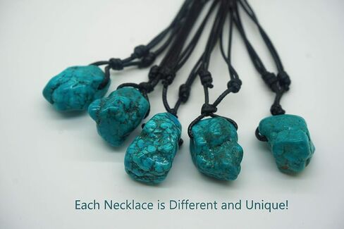 BARBARI Jewelry Raw Turquoise Crystal Necklace | Handmade Gift for Him and Her+ Free Gift Wrap+ Free Gift ! High Quality Rock Healing Gemstone Pendant for Men and Women in Kuwait