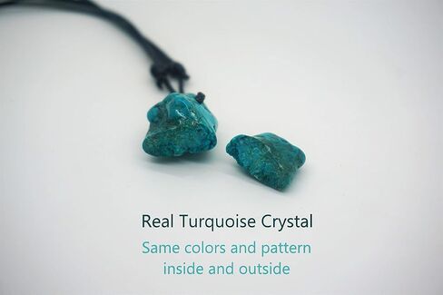 BARBARI Jewelry Raw Turquoise Crystal Necklace | Handmade Gift for Him and Her+ Free Gift Wrap+ Free Gift ! High Quality Rock Healing Gemstone Pendant for Men and Women in Kuwait