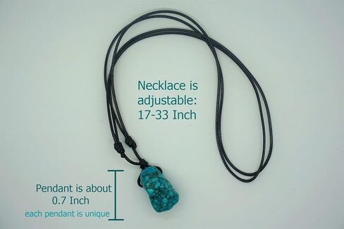 BARBARI Jewelry Raw Turquoise Crystal Necklace | Handmade Gift for Him and Her+ Free Gift Wrap+ Free Gift ! High Quality Rock Healing Gemstone Pendant for Men and Women in Kuwait