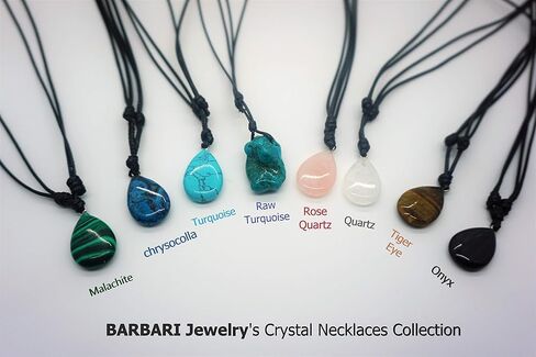 BARBARI Jewelry Raw Turquoise Crystal Necklace | Handmade Gift for Him and Her+ Free Gift Wrap+ Free Gift ! High Quality Rock Healing Gemstone Pendant for Men and Women in Kuwait