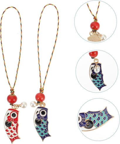 KESYOO Car Key Chain 4pcs Ornament Car Keychains Backpack Keychains Japanese Omamori Fortune Charm Keyring Pocket Keychain Phone Charms Strap Carp Flags Pendant Bag in Saudi Arabia