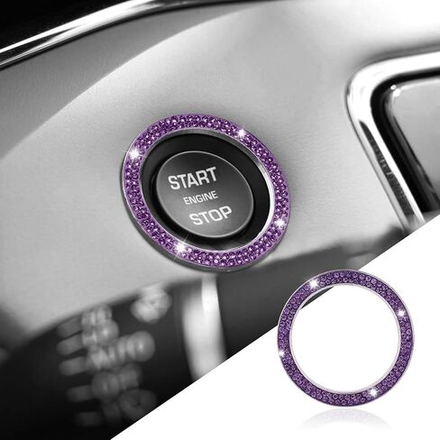 Car Bling Crystal Rhinestone Engine Start Ring Decals, Push to Start Button Cover, Key Ignition & Knob Bling Ring, Key Ignition Knob Bling Ring, Bling Car Accessories for Women in Kuwait