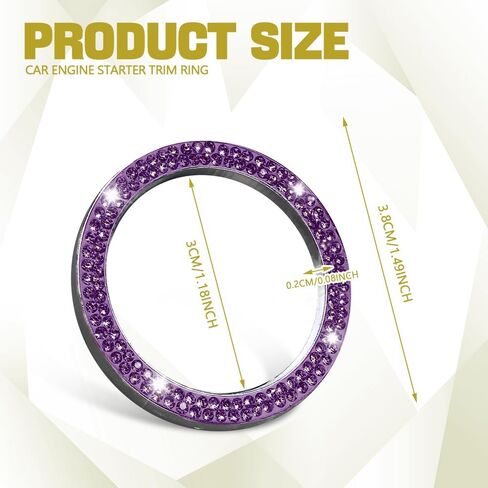 Car Bling Crystal Rhinestone Engine Start Ring Decals, Push to Start Button Cover, Key Ignition & Knob Bling Ring, Key Ignition Knob Bling Ring, Bling Car Accessories for Women in Kuwait