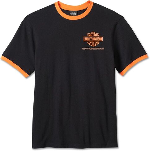 Harley-Davidson Men's 120th Anniversary Ringer Short Sleeve Tee - Black, 96834-23VM in Saudi Arabia