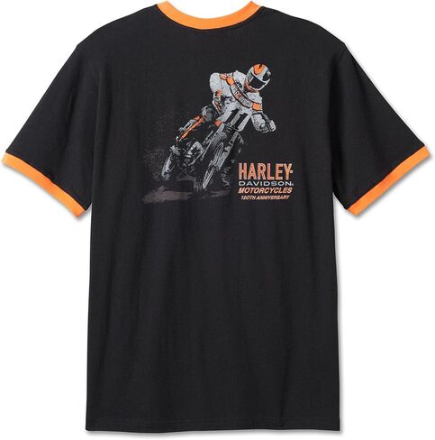 Harley-Davidson Men's 120th Anniversary Ringer Short Sleeve Tee - Black, 96834-23VM in Saudi Arabia