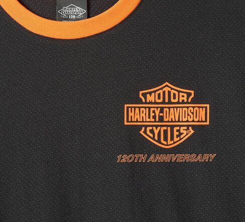 Harley-Davidson Men's 120th Anniversary Ringer Short Sleeve Tee - Black, 96834-23VM in Saudi Arabia