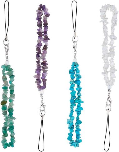SUPERFINDINGS Cell Phone Wrist Strap Elegant Phone Lanyard Straps with Alloy Lobster Claw Clasps Peach Cherry Strawberry Gemstone Chips Cell Phone Lanyard in Saudi Arabia