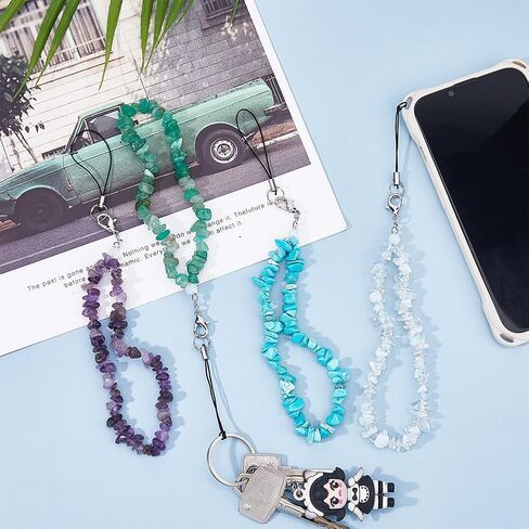 SUPERFINDINGS Cell Phone Wrist Strap Elegant Phone Lanyard Straps with Alloy Lobster Claw Clasps Peach Cherry Strawberry Gemstone Chips Cell Phone Lanyard in Saudi Arabia