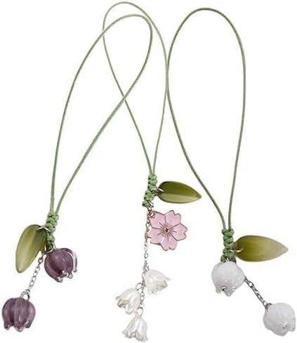 Pink Cell Phone Strap Flower Phone Charm,Cute Keychain Lanyard String Charm,Car Key Hanging Pendants Decor,Tulip Keychain String Ornament for Purse Backpack Wallet,Cell Phone Charms in Saudi Arabia