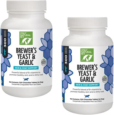 Only Natural Pet Brewer's Yeast & Garlic Chewables - All-Natural Flea & Tick Prevention for Dogs - Fortified with B Vitamins - Promotes Healthy Skin & Coat - 300 Count Tablet (Single) in Saudi Arabia
