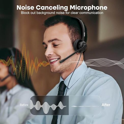 Mairdi Phone Headset with Microphone Noise Canceling, Telephone Headset with RJ9 Jack for Landline Deskphone, Office Headset for Call Centers, Works for Yealink Avaya Cisco Polycom in Saudi Arabia