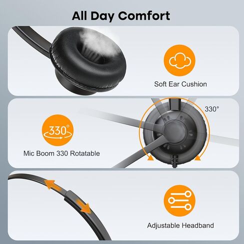 Mairdi Phone Headset with Microphone Noise Canceling, Telephone Headset with RJ9 Jack for Landline Deskphone, Office Headset for Call Centers, Works for Yealink Avaya Cisco Polycom in Saudi Arabia