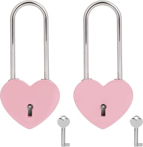 Love Lock Heart Padlock, 2PCS 50mm 3.5 inches Rubber Paint Red Craft Single Heart Shape Padlock with Key for Love Lock Bridge, Lovers, Wedding, Anniversary, Travel Gift in Kuwait