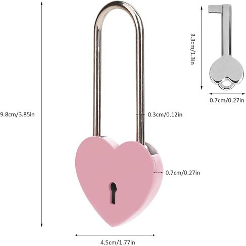 Love Lock Heart Padlock, 2PCS 50mm 3.5 inches Rubber Paint Red Craft Single Heart Shape Padlock with Key for Love Lock Bridge, Lovers, Wedding, Anniversary, Travel Gift in Kuwait
