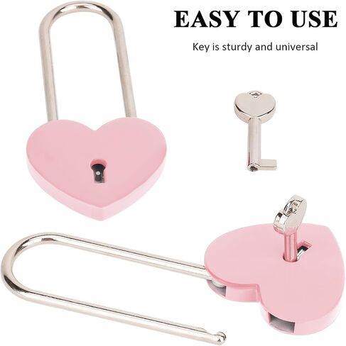 Love Lock Heart Padlock, 2PCS 50mm 3.5 inches Rubber Paint Red Craft Single Heart Shape Padlock with Key for Love Lock Bridge, Lovers, Wedding, Anniversary, Travel Gift in Kuwait