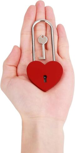 Love Lock Heart Padlock, 2PCS 50mm 3.5 inches Rubber Paint Red Craft Single Heart Shape Padlock with Key for Love Lock Bridge, Lovers, Wedding, Anniversary, Travel Gift in Kuwait