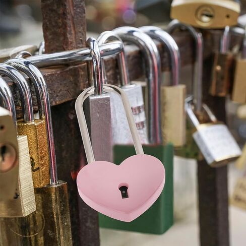Love Lock Heart Padlock, 2PCS 50mm 3.5 inches Rubber Paint Red Craft Single Heart Shape Padlock with Key for Love Lock Bridge, Lovers, Wedding, Anniversary, Travel Gift in Kuwait