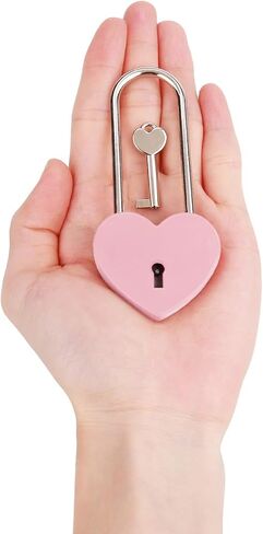 Love Lock Heart Padlock, 2PCS 50mm 3.5 inches Rubber Paint Red Craft Single Heart Shape Padlock with Key for Love Lock Bridge, Lovers, Wedding, Anniversary, Travel Gift in Kuwait