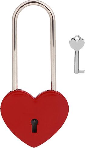 Love Lock Heart Padlock, 2PCS 50mm 3.5 inches Rubber Paint Red Craft Single Heart Shape Padlock with Key for Love Lock Bridge, Lovers, Wedding, Anniversary, Travel Gift in Kuwait
