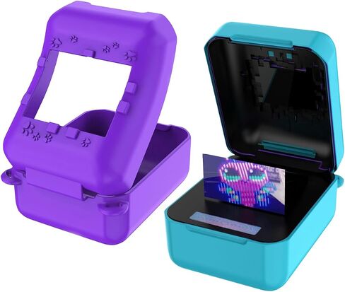 2 Pack Silicone Case for Bitzee Interactive Toy Digital Pet and Case,Travel Carrying Skin Cover w/Strap Compatible with Bitzee Virtual Electronic Pets(Purple + Blue) in Saudi Arabia