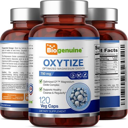Oxytize 750 mg 120 Vcaps - Natural Magnesium Oxide Oxygen Based Colon Cleanse Gentle Laxative - Supports Healthy Digestive Tract Regularity in Saudi Arabia