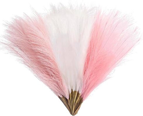 60 قطعة من عشب بامباس الصناعي الوردي، 17.7 بوصة عشب بامباس الاصطناعي لمزهريات بوهو القصيرة، ديكور الغرفة الوردي، قطع مركزية للزفاف، تنسيق الزهور، زينة عيد الأم in Kuwait