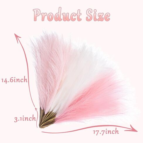 60 قطعة من عشب بامباس الصناعي الوردي، 17.7 بوصة عشب بامباس الاصطناعي لمزهريات بوهو القصيرة، ديكور الغرفة الوردي، قطع مركزية للزفاف، تنسيق الزهور، زينة عيد الأم in Kuwait