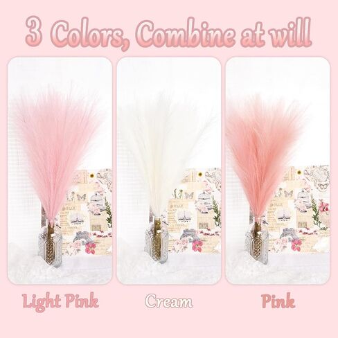 60 قطعة من عشب بامباس الصناعي الوردي، 17.7 بوصة عشب بامباس الاصطناعي لمزهريات بوهو القصيرة، ديكور الغرفة الوردي، قطع مركزية للزفاف، تنسيق الزهور، زينة عيد الأم in Kuwait